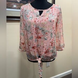 Sara Michelle Pink Sparkly Floral Blouse